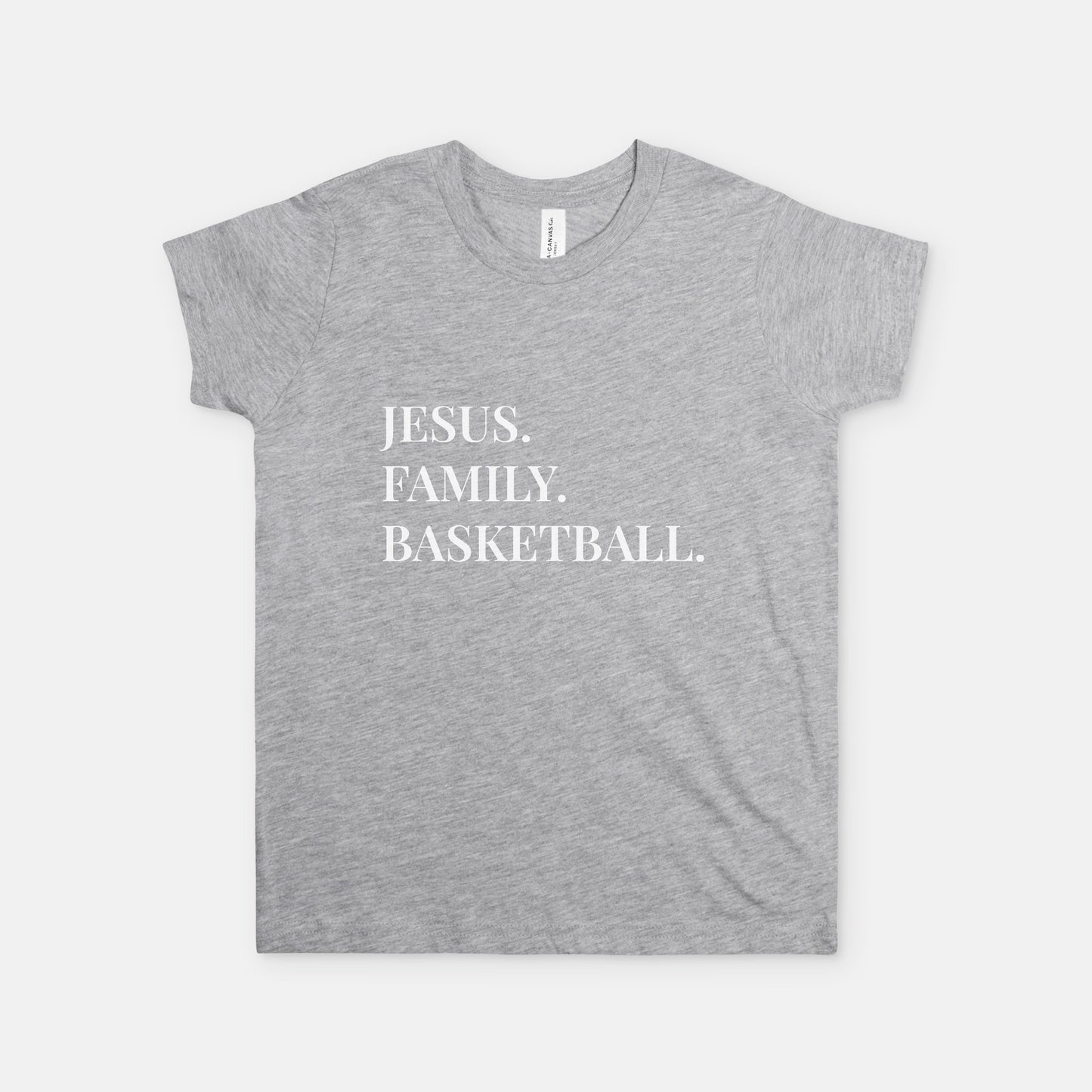 “Jesus. Family. Basketball.” Youth Unisex T-Shirt